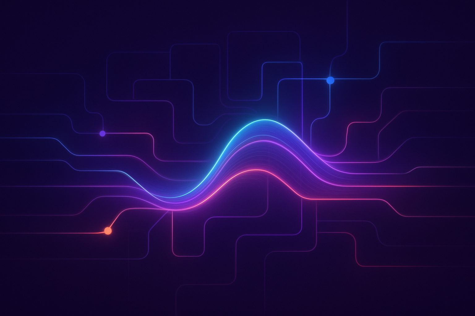 An AI generated abstract image of neuromorphic signal flow